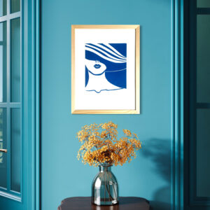 La Charmeuse au Chapeau - Bleu Océan - 30x40 cm