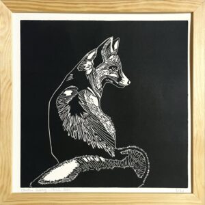 Renard Noir - 30x30 cm