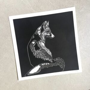 Renard Noir - 30x30 cm