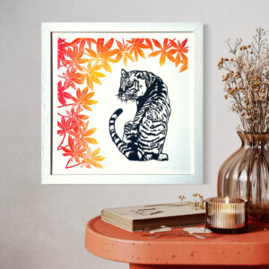 Tigre au feuillage rouge - 30x30 cm