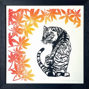 Tigre au feuillage rouge - 30x30 cm