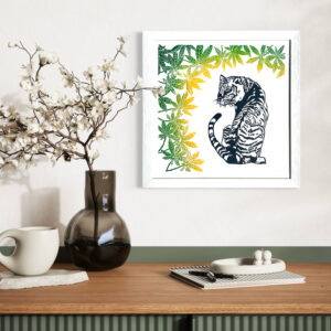 Tigre au feuillage vert - 30x30 cm