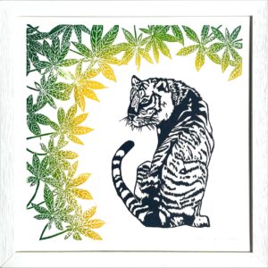 Tigre au feuillage vert - 30x30 cm