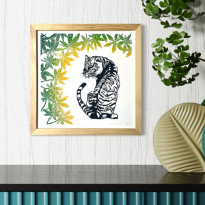 Tigre au feuillage vert - 30x30 cm