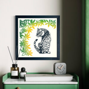 Tigre au feuillage vert - 30x30 cm