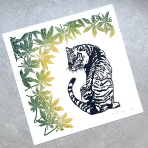 Tigre au feuillage vert - 30x30 cm