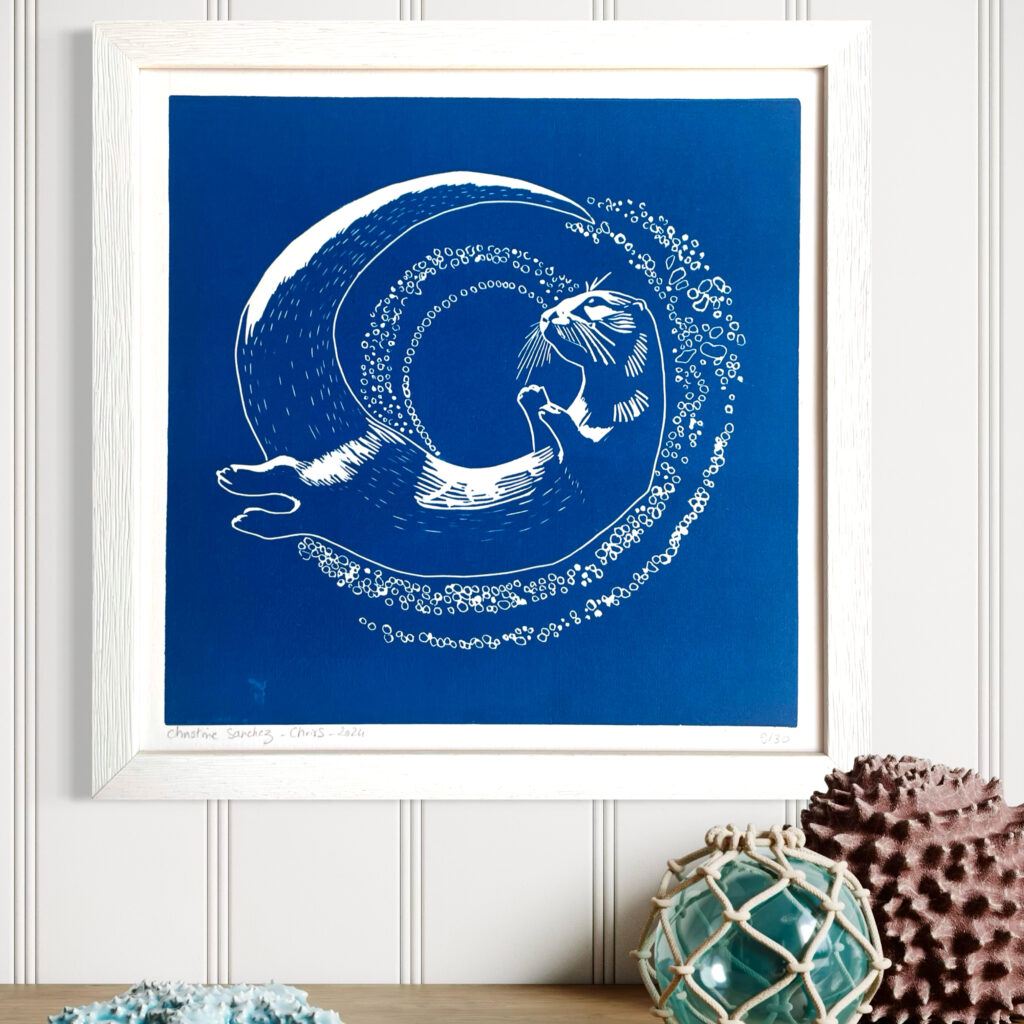Loutre - Bleu Océan - 30x30 cm