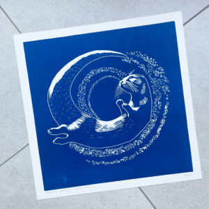 Loutre - Bleu Océan - 30x30 cm