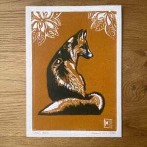 Renard au Printemps - Ocre - 17x23 cm
