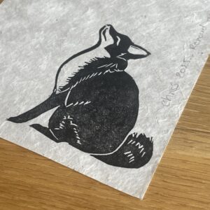 Renard au Soleil Rouge - Lokta - 13x18 cm