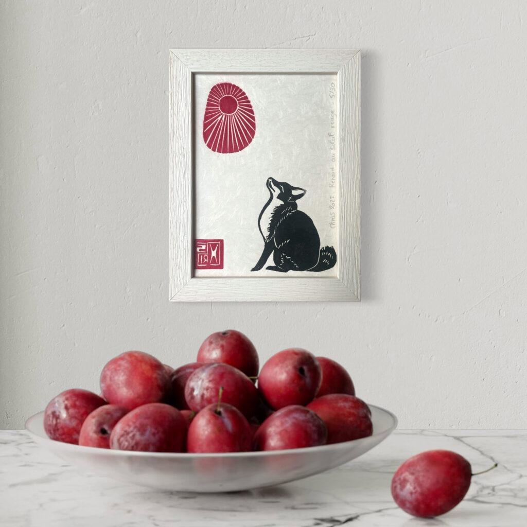 Renard au Soleil Rouge - Torinoko Kozo - 13x18 cm