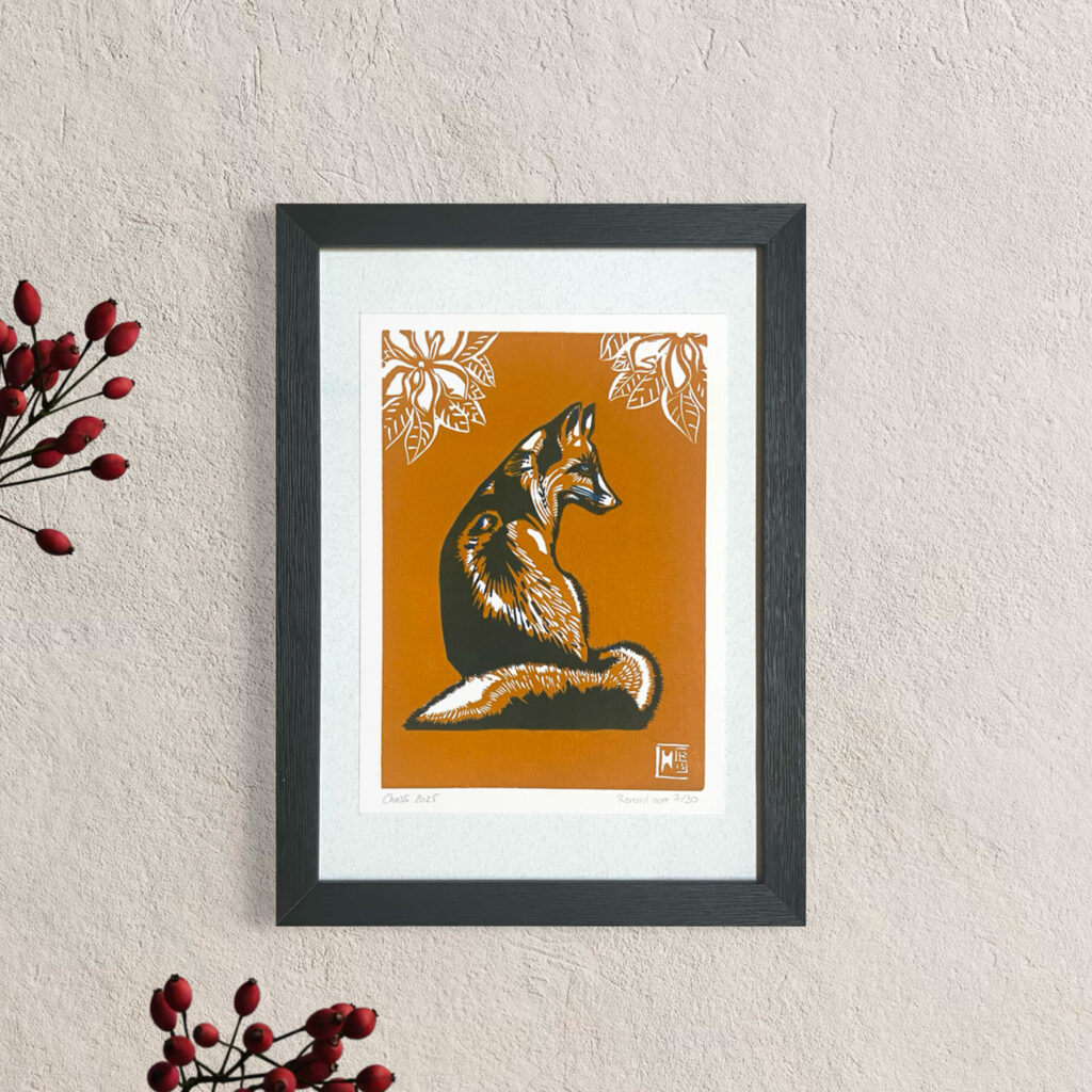 Renard au Printemps - Ocre - 17x23 cm