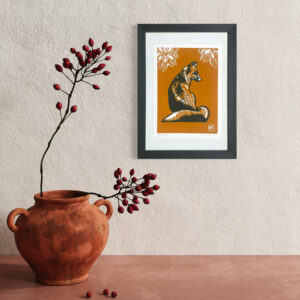 Renard au Printemps - Ocre - 17x23 cm