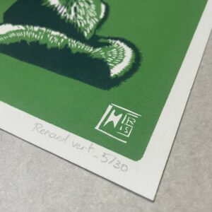Renard au Printemps - Vert vif - 17x23 cm