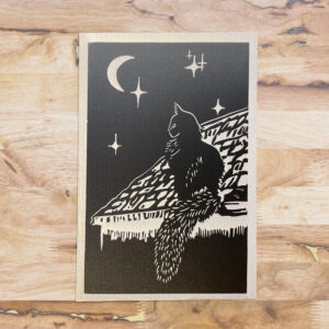 Chat sur le toit - Noir dégradé - 10x15 cm