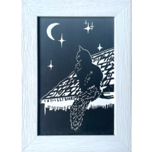 Chat sur le toit - Noir dégradé - 10x15 cm