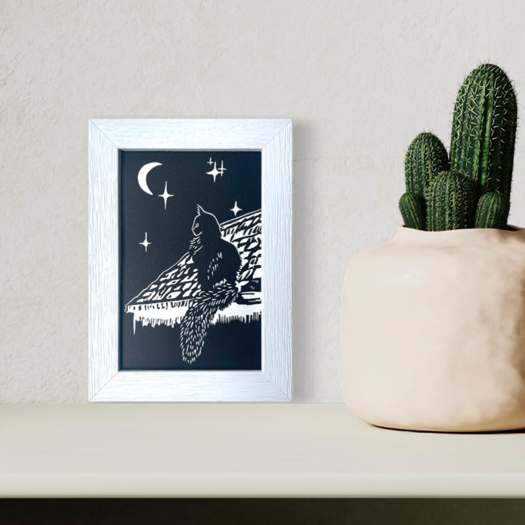 Chat sur le toit - Noir - 10x15 cm