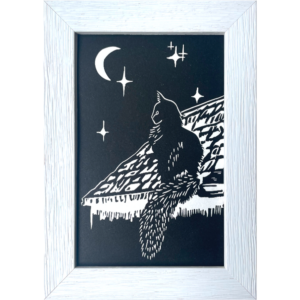 Chat sur le toit - Noir - 10x15 cm