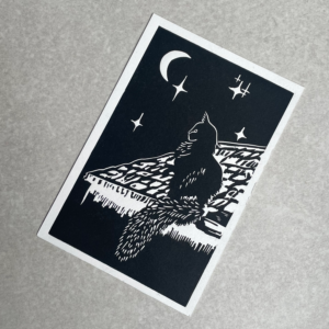 Chat sur le toit - Noir - 10x15 cm