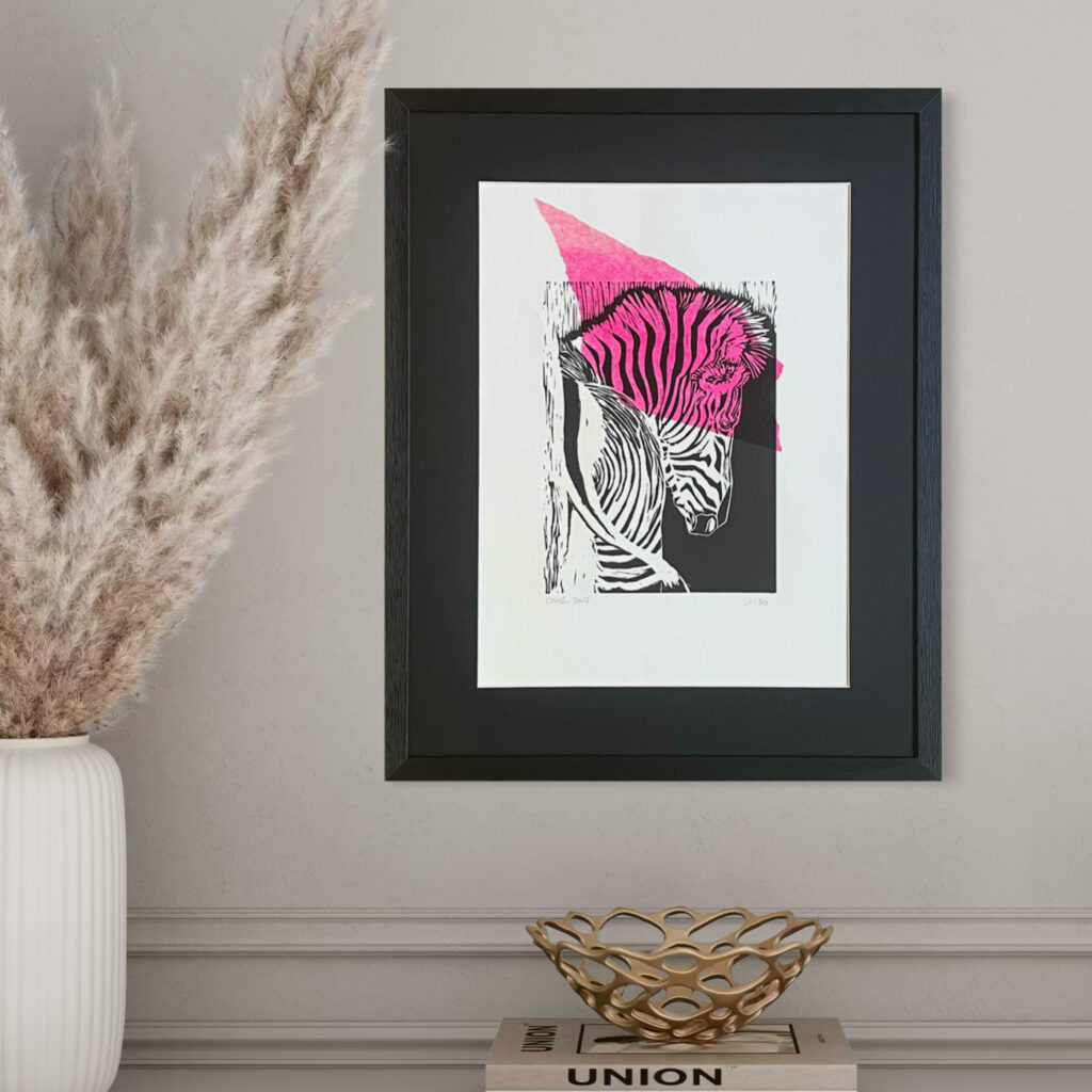 Zèbre - Rose - 33x50 cm