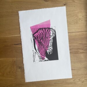 Zèbre - Rose - 33x50 cm