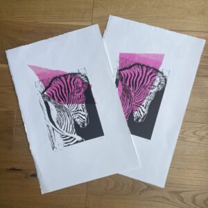 Zèbre - Rose - 33x50 cm